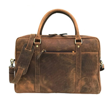 Men Genuine Leather Laptop Bag Brown
